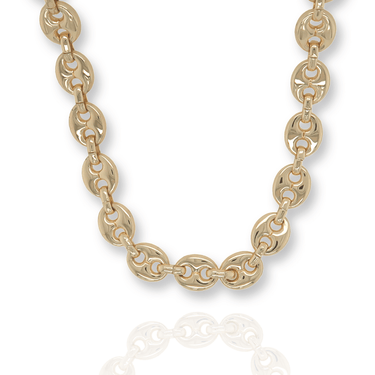 Gold Puffy Mariner Link Necklace